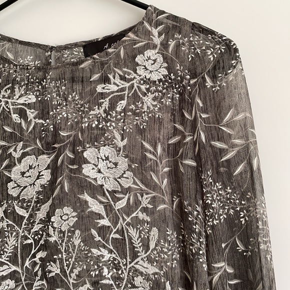 Lulus whispering winds gray floral embroidered top - Picture 7 of 9